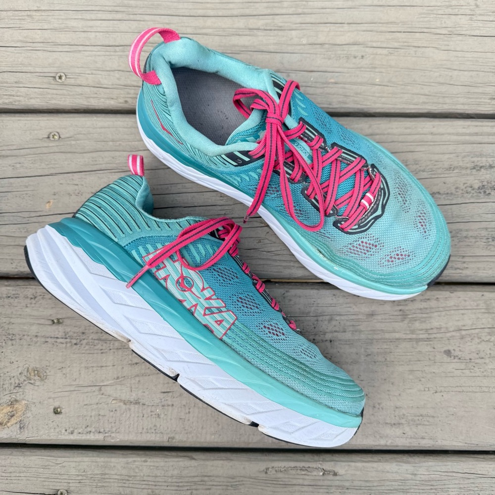 Hoka One One Bondi 6 running shoes in Canton green blue teal slate size 8.5 - Picture 2 of 16